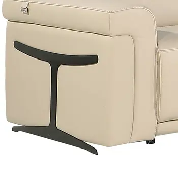Beige Italian Leather Modular L Shaped Eight Piece Corner Sectional With Console