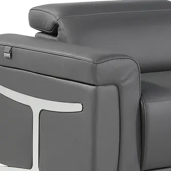Gray Italian Leather Modular L Shaped Six Piece Corner Sectional With Console
