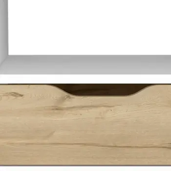 25" White And Natural Wood One Drawer Nightstand