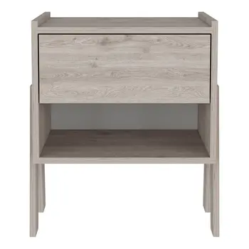 22" Light Gray Wood One Drawer Nightstand