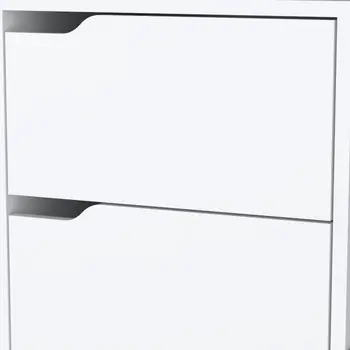20" White And Natural Wood Two Drawer Nightstand