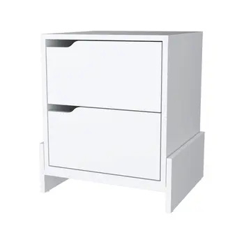 20" White Wood Two Drawer Nightstand