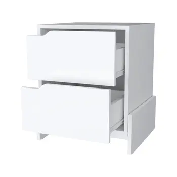 20" White Wood Two Drawer Nightstand