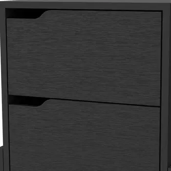 20" Black Wood Two Drawer Nightstand