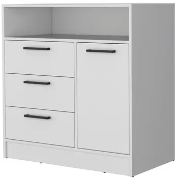 35" White Three Drawer Dresser