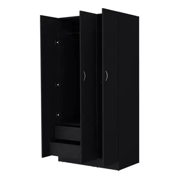 35" Black Two Drawer Combo Dresser