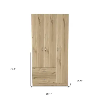35" Oak Two Drawer Combo Dresser