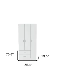 71" White Three Door Two Drawer Combo Dresser