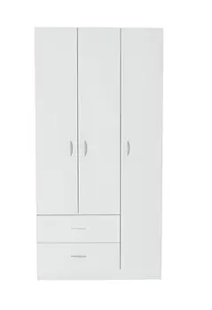 71" White Three Door Two Drawer Combo Dresser