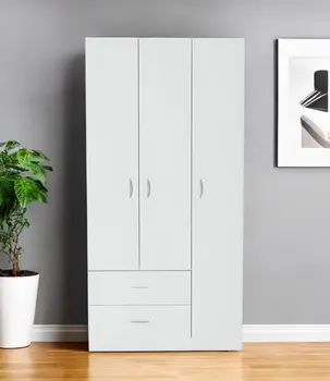 71" White Three Door Two Drawer Combo Dresser