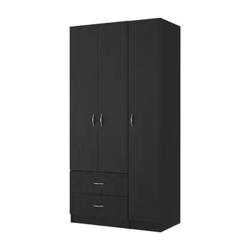35" Black Two Drawer Combo Dresser
