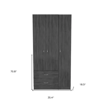 35" Dark Gray Two Drawer Combo Dresser