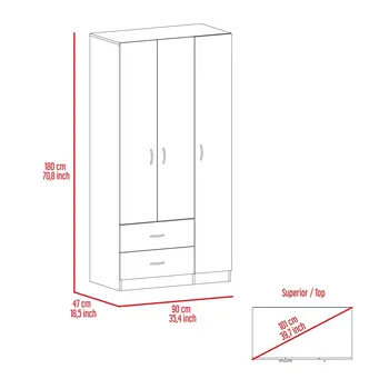 35" Dark Gray Two Drawer Combo Dresser