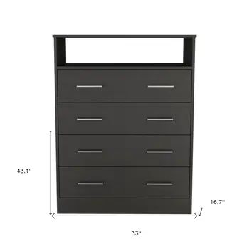 33" Black Four Drawer Dresser