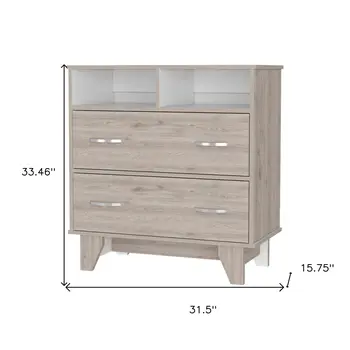 32" Oak Two Drawer Dresser