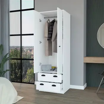 23" White Two Drawer Combo Dresser