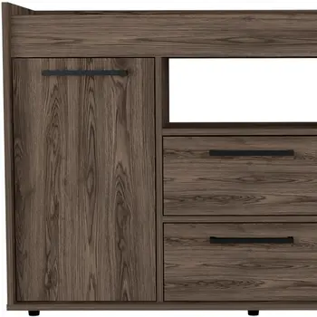 47" Walnut Wood Two Drawer Sideboard with Two Doors