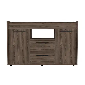 47" Walnut Wood Two Drawer Sideboard with Two Doors