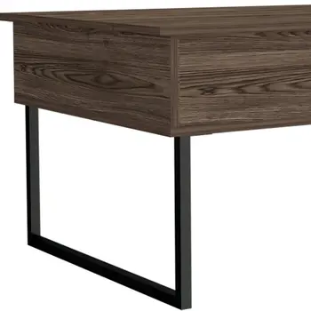 41" Brown And Black Wood And Metal Lift Top Coffee Table