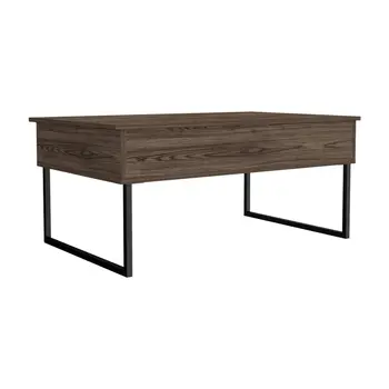 41" Brown And Black Wood And Metal Lift Top Coffee Table
