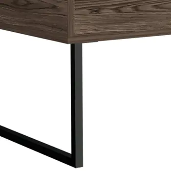41" Brown And Black Wood And Metal Lift Top Coffee Table