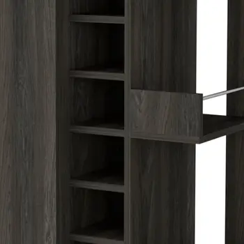 Espresso Rolling Bar Cart With Wine Storage