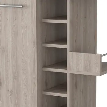 Light Gray Rolling Bar Cart With Wine Storage