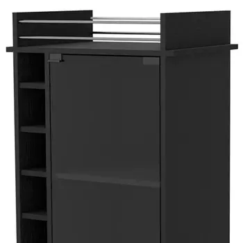 Black Rolling Bar Cart With Wine Storage