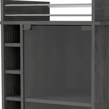 Gray Rolling Bar Cart With Wine Storage