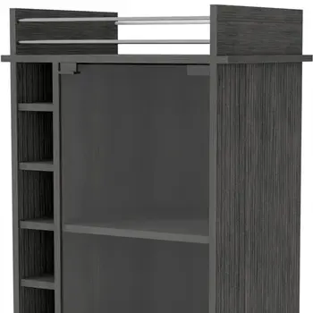 Gray Rolling Bar Cart With Wine Storage
