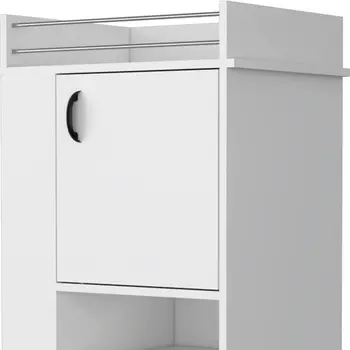 White Rolling Bar Cart With Wine Storage