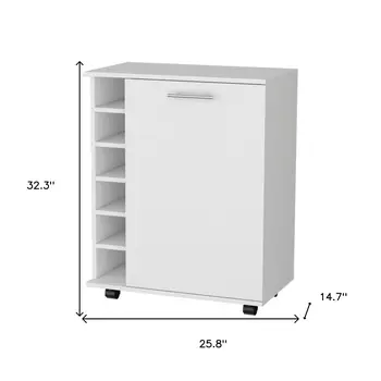 White Rolling Bar Cart With Wine Storage