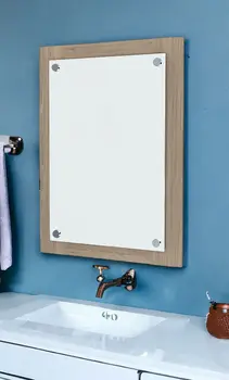 28" Brown Wood Framed Accent Mirror