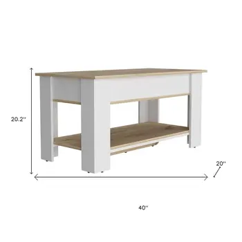 40" Oak and White Storage Bench with Flip Top