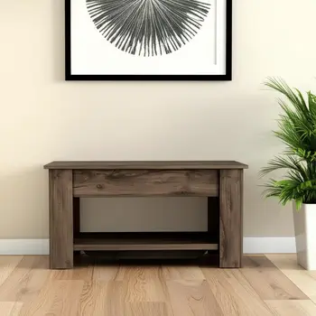 40" Dark Brown Storage Bench with Flip Top