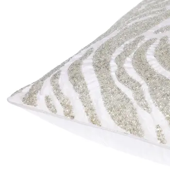 20" X 20" Ivory Safari Animals Abstract Polyester Zippered Pillow With Beads