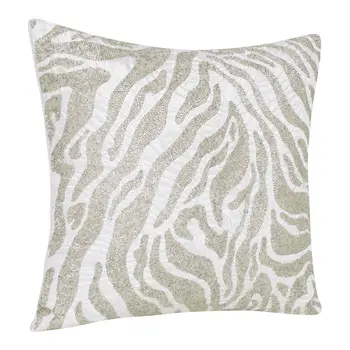 20" X 20" Ivory Safari Animals Abstract Polyester Zippered Pillow With Beads