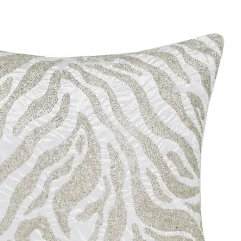 20" X 20" Ivory Safari Animals Abstract Polyester Zippered Pillow With Beads