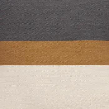 24" Dark Gray Brown And Off White Cotton Striped Throw Pillow