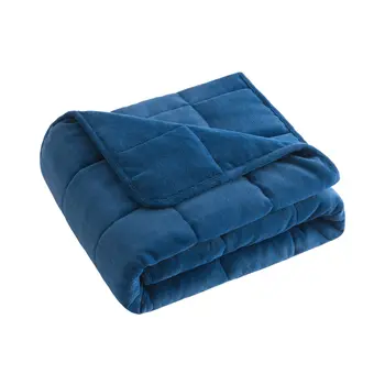 48" X 72" Navy Blue Velvet Quilted Plush 12 Pound Weighted Throw Blanket