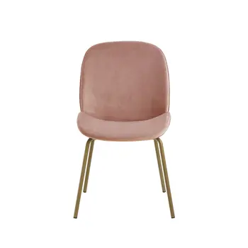 Set of Two Blush And Gold Upholstered Velvet Dining Side Chairs