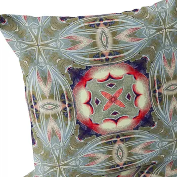 Set of Two 16" X 16" Green and Pink Blown Seam Floral Indoor Outdoor Throw Pillow