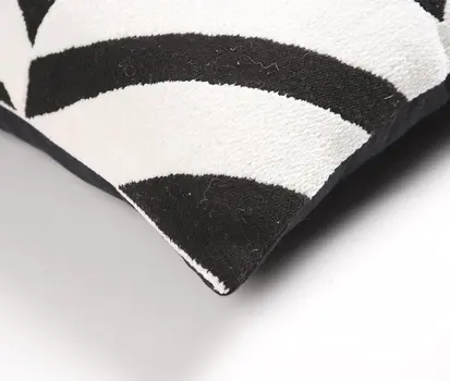 18" Black and White Geometric Polyester and Cotton Blend Throw Pillow Cover