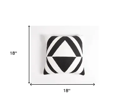 18" Black and White Geometric Polyester and Cotton Blend Throw Pillow Cover