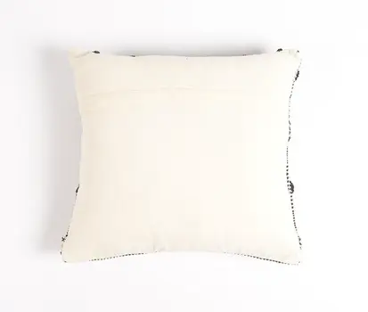 18" Beige and Black Diamond Cotton Blend Throw Pillow Cover