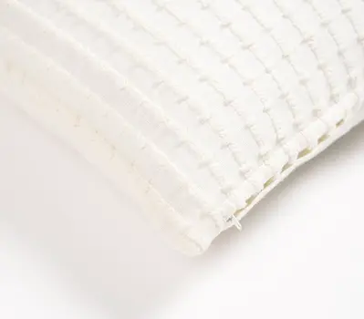 16" White Striped Cotton Throw Pillow Cover