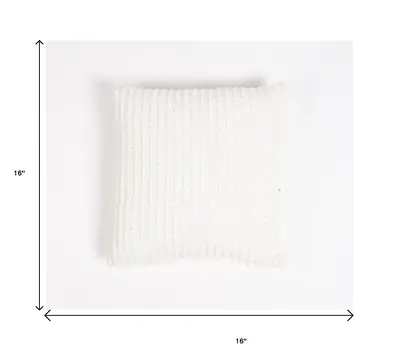 16" White Striped Cotton Throw Pillow Cover