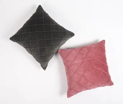 18" Purple Geometric Cotton Throw Pillow Cover