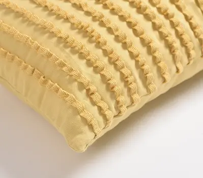 12" X 20" Yellow Striped Cotton Throw Pillow Cover