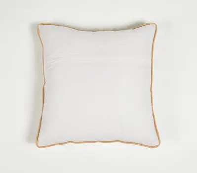 16" Yellow and White Striped Cotton Blend Throw Pillow Cover